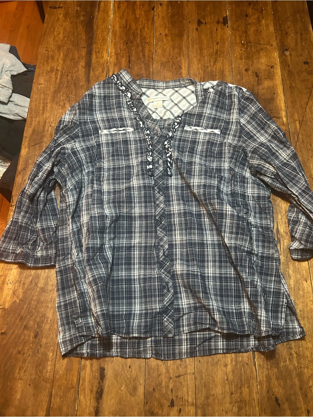 Casual Navy Plaid Women’s Shirt - Lightweight Quarter Sleeve